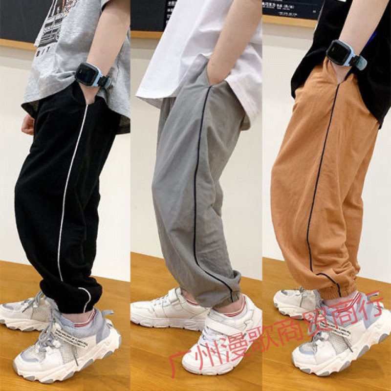 儿童睡衣棉绸薄款长袖长裤灯龙裤男孩女童宝宝小孩防蚊家居服套装