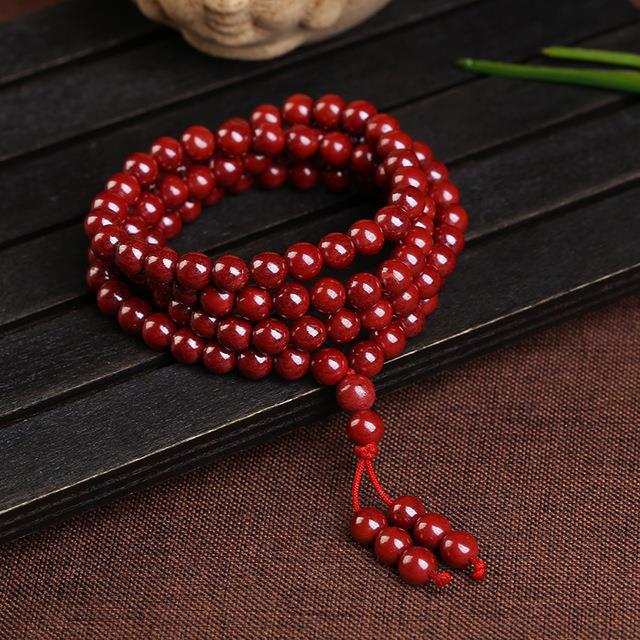 原矿朱砂手链高纯度含量紫金砂晶体手链男女款红色108颗佛珠手串
