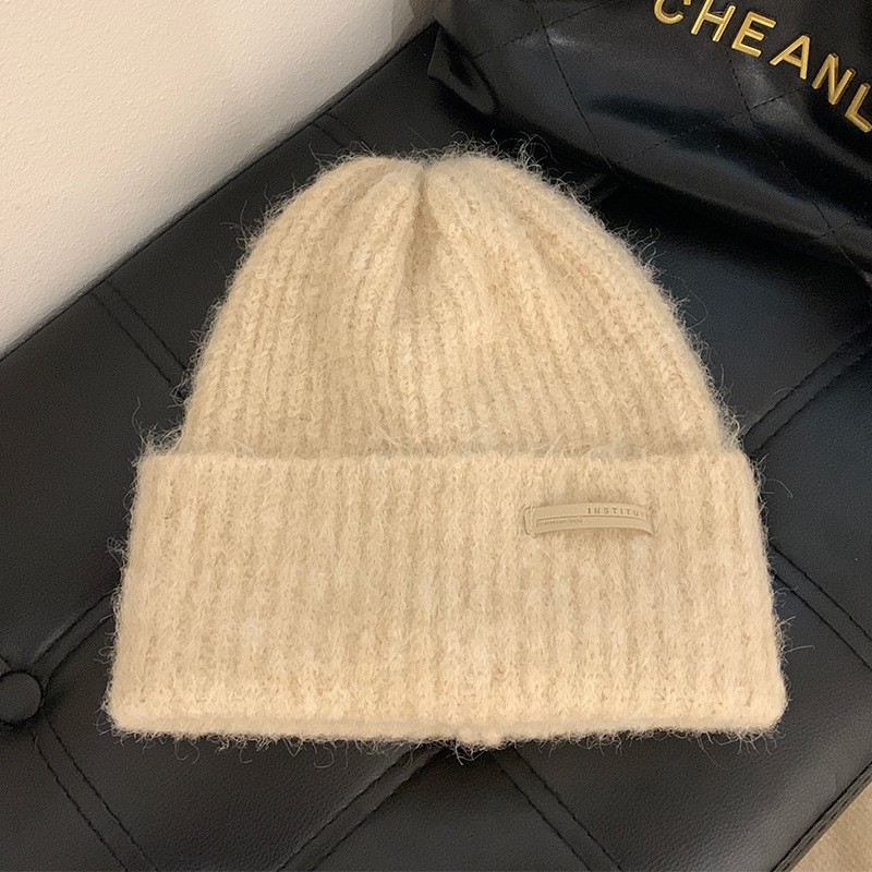 with Wool Autumn and Winter Wool Pile Heap Cap Big Head Circumference Versatile Casual Beanie Hat Warm Hat Couple Knitted Earflaps Cap