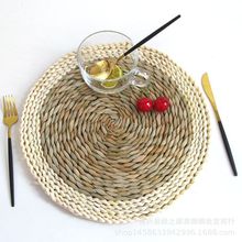 家用玉米皮编织西餐垫砂锅垫田园隔热茶杯垫餐桌垫圆形碗垫盘垫子