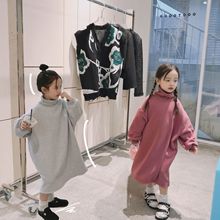 nanokids 22冬季韩系儿童洋气刺绣加厚高领宽松版卫衣裙