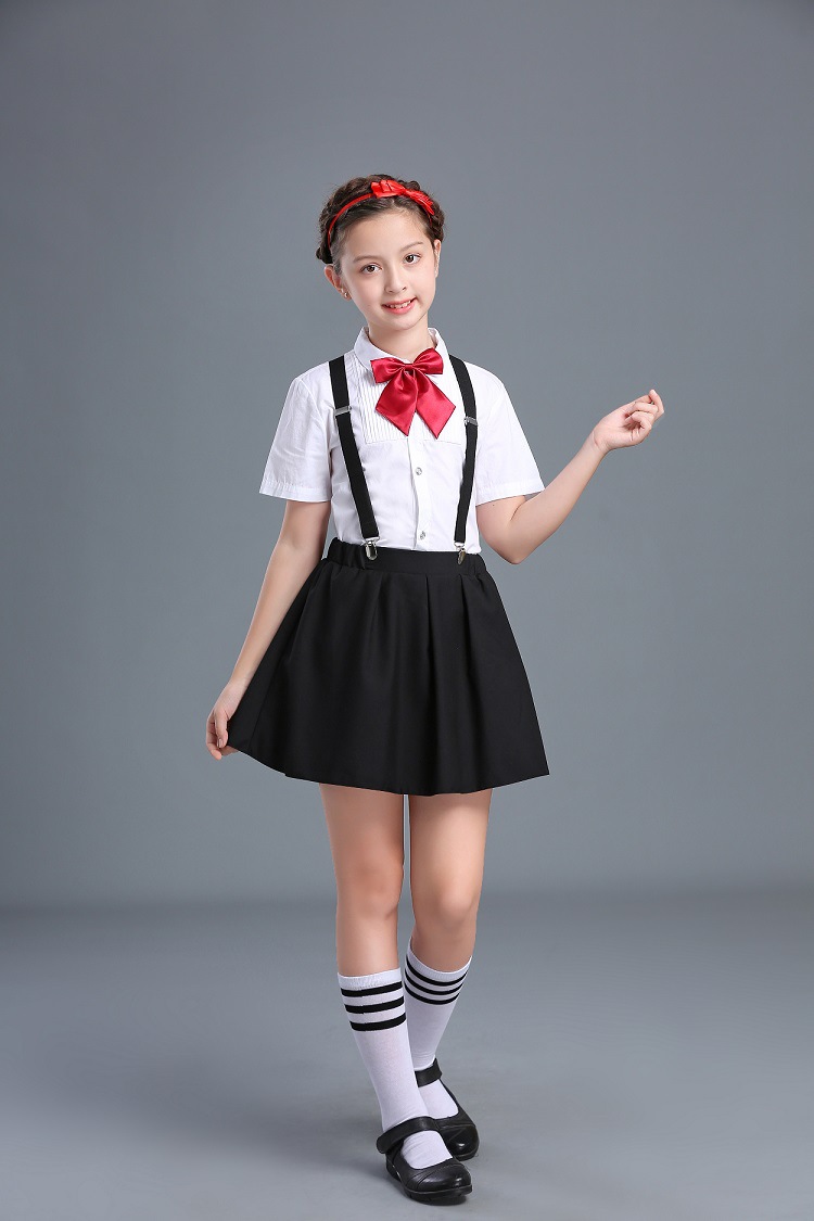 六一儿童小学生表演大合唱演出服装女童毕业照礼服男童朗诵背带裤