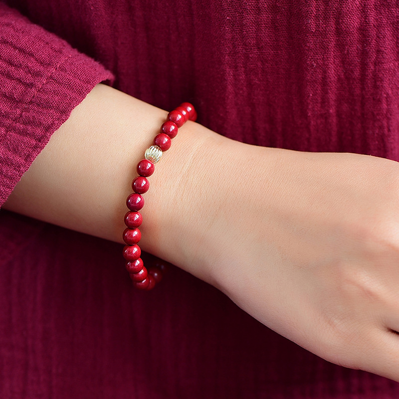 Year of Birth Cinnabar Bracelet Natural High-Content Small Perfect Series Female Handmade and Simple Red Rope Cinnabar Bracelet Wholesale