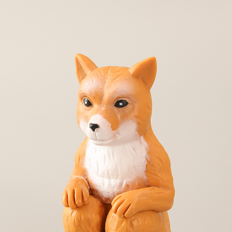 5款坐姿动物手办 卡通熊猫猴子耳廓狐玩具公仔微景观摆件