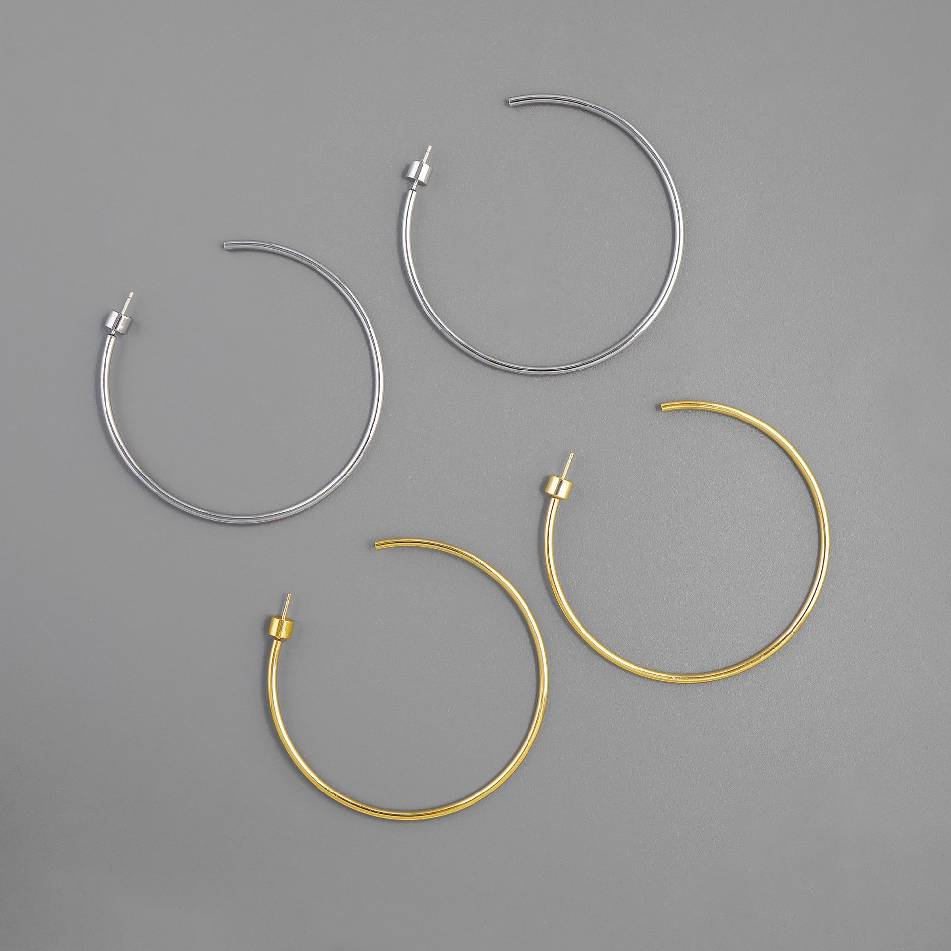 ALES*家洛哥同款耳圈耳钉 欧美爆款简约个性小众轻奢极细C型耳钉