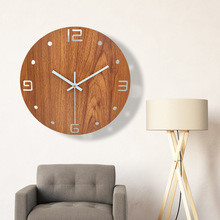 钟表挂钟客厅卧室家用时尚创意静音现代日式简约个性木纹挂墙壁钟
