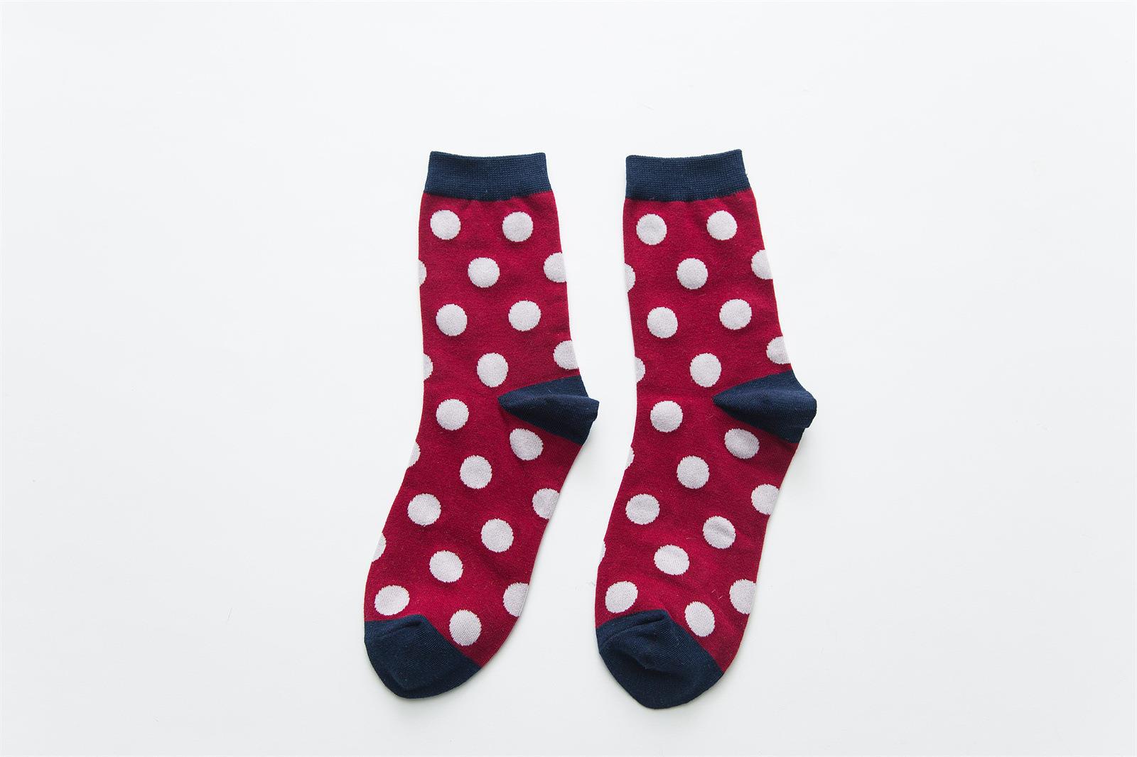 Foreign Trade Socks Women's Autumn and Winter Women's Socks Combed Cotton Women's Mid Tube Stockings Dots European and American Style Students' Socks Logo Custom Socks