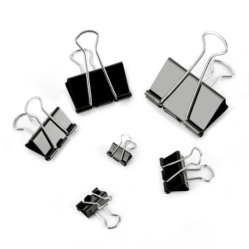 长尾票夹办公用品小中大号长尾夹文具小铁夹子燕尾夹金属黑色文件