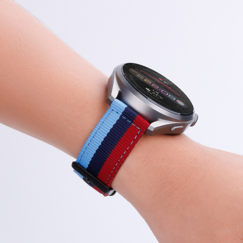 22mm表带适用于华为gt3三星watch3智能手表表带双层尼龙环扣通用