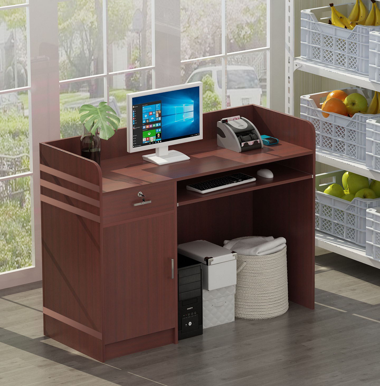 吧台桌收银台柜台小型简约现代美容院便利店服装店店铺前台接待台