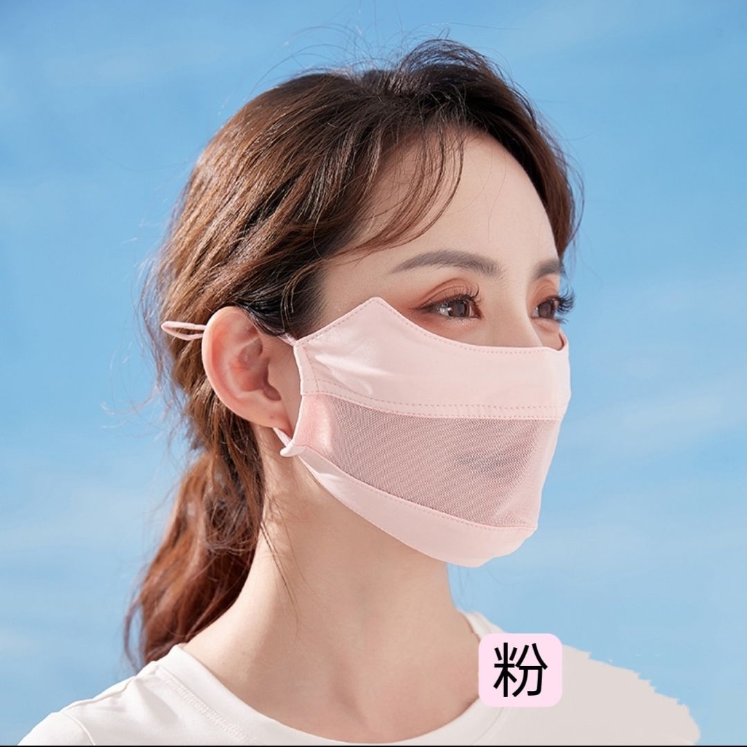 夏季防晒口罩冰丝网布透气易呼吸面罩遮阳户外防尘防紫外线口罩女