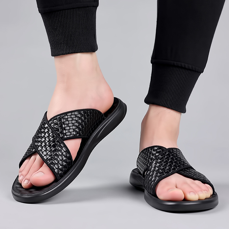 2023夏季沙滩鞋男室外越南拖鞋男士凉拖按摩鞋底防滑潮男鞋子批发