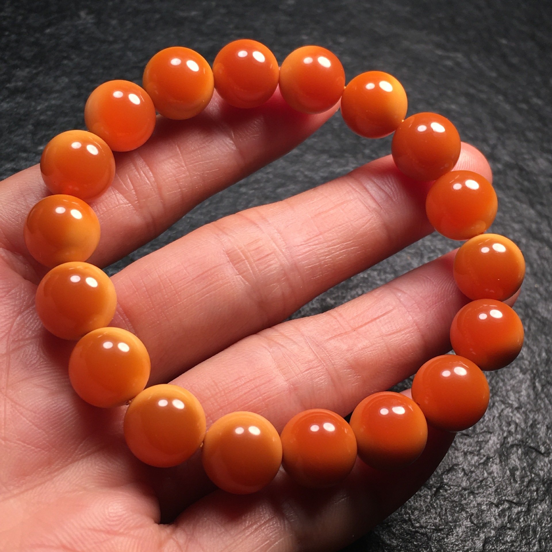 货头精品缅黄玉化料鸿运当头手链越盘玩越润男女同