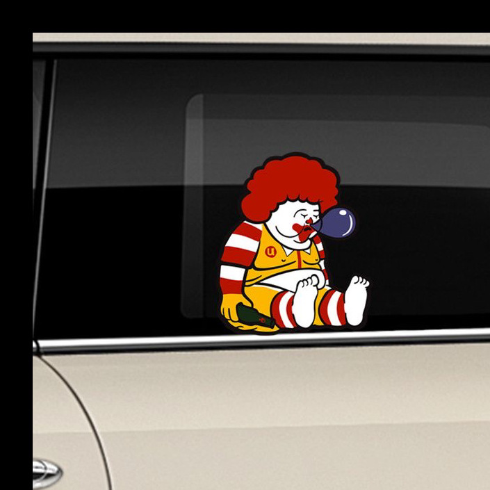 麦当劳肥胖小丑汽车贴纸m标卡通人物趣味贴纸摩托车玻璃反光贴纸