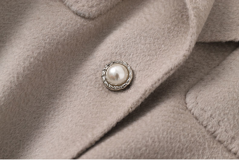 羊毛水波纹双面羊绒大衣女士春秋呢子外套西装领