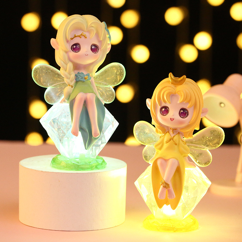 光之精灵盲盒手办 创意花仙子带小灯树脂工艺品摆件 女生生日礼物