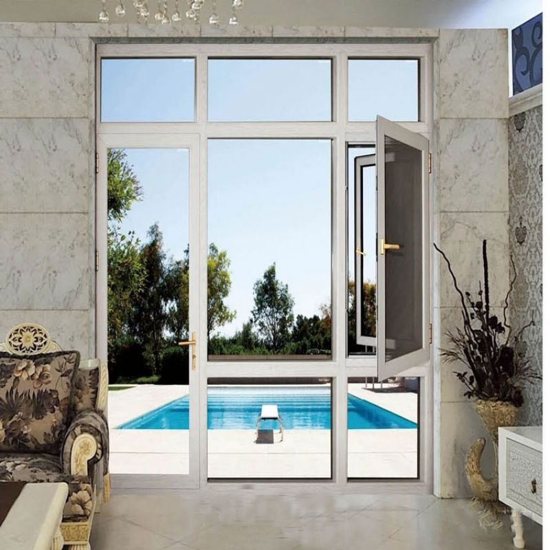 深圳厂加工铝合金平开窗50系列白色铝合金窗来图定制出口门窗工程