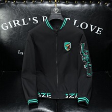 国内现货38码gucci古驰女士重工猫头刺绣珍珠logo棒球服拼色外套