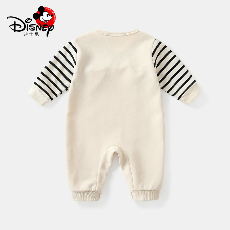 Disney Genuine Baby Jumpsuit Winnie the Pooh Striped Strap Fake Two-Piece Baby Clothes Newborn Clothing