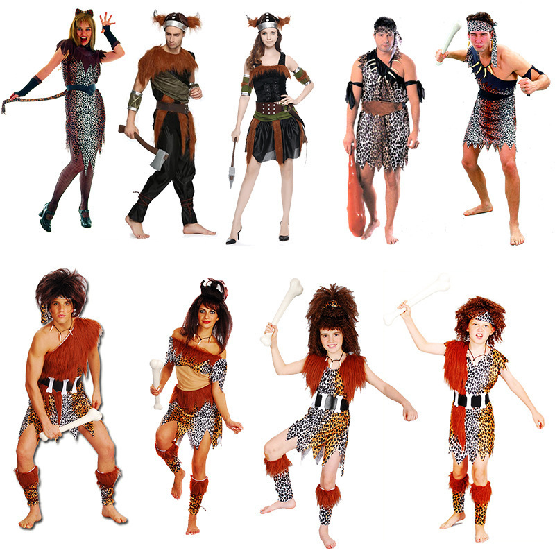 万圣节cosplay印第安原始人演出土著豹纹表演衣服野人服装