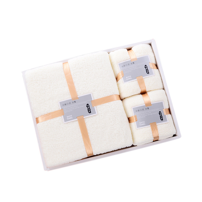 Coral Fleece Towels Three-Piece Gift Box Gift Gift Gift Gift Business Company Present Towel Set Wholesale