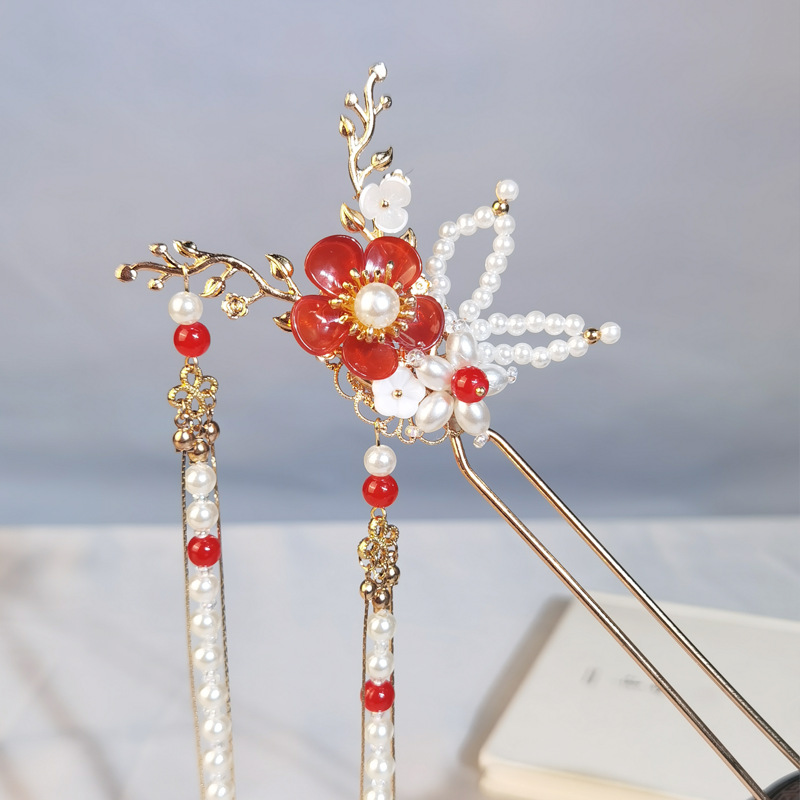 古代流苏步摇发簪少女心华丽挽发花朵钗古风汉服配饰日常出游拍照