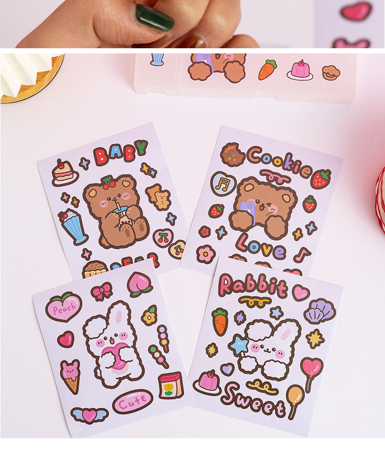 韩国ins风卡通可爱小熊小兔手帐贴纸水杯保温杯手机笔记本贴纸