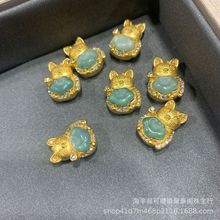 天然蓝水翡翠如意招财猫吊坠 S925银配件DIY手工项链珠串配饰爆款