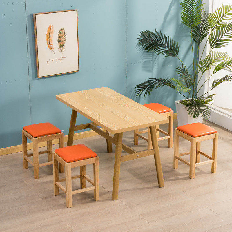 饭店桌餐饮小吃店面馆米粉桌椅凳组合汉堡早餐奶茶食堂简约长方形