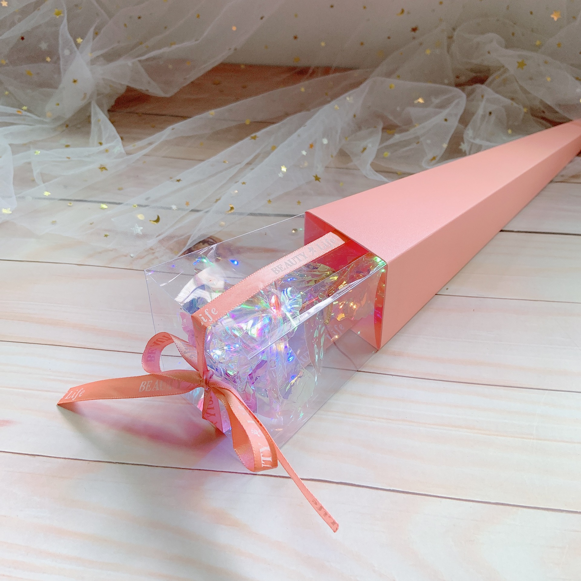 Graduation Season Gift Gift for Girlfriend Girl Single Rose Luminous Gold Foil Peanut Day Gift Simulation Plastic Flowers