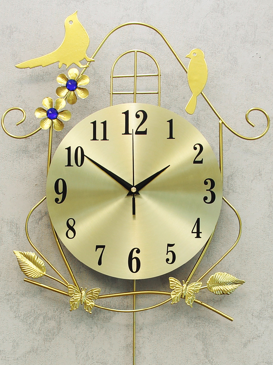 钟表挂钟客厅创意小鸟个性现代装饰挂表简约大气摇摆静音夜光时钟