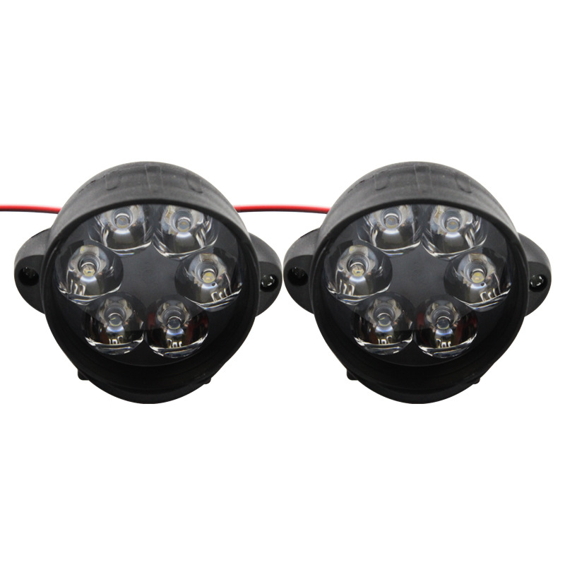 摩托车led大灯电动车射灯6珠 外置车灯防水 凸透镜牛角灯