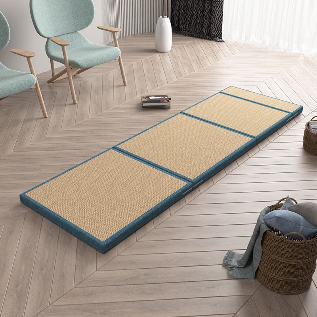 凉席午睡垫办公室午休垫单人折叠床榻榻米宿舍海绵床垫便携打地铺