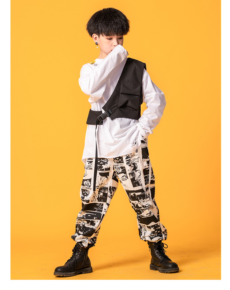 儿童街舞潮服男童嘻哈套装少儿舞台走秀演出童装女童爵士舞服装女