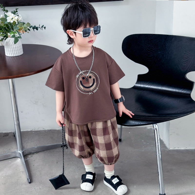男童夏季套装2024新款网红宝宝夏装短袖酷帅气儿童装男孩炸街衣服