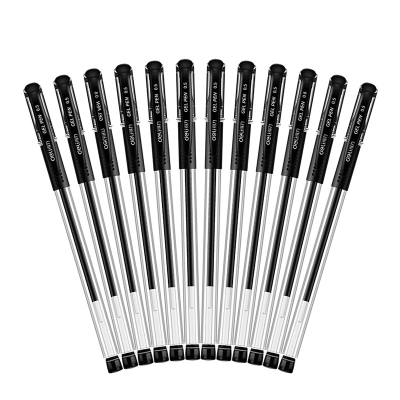 5mm经典办公中性笔黑笔签字笔 子弹头黑色12支/盒碳素笔