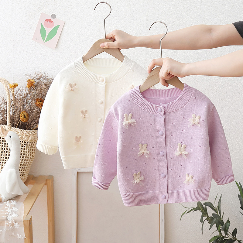 女童春秋2024新款儿童毛衣针织开衫外套上衣女宝宝衣服婴儿毛线衣