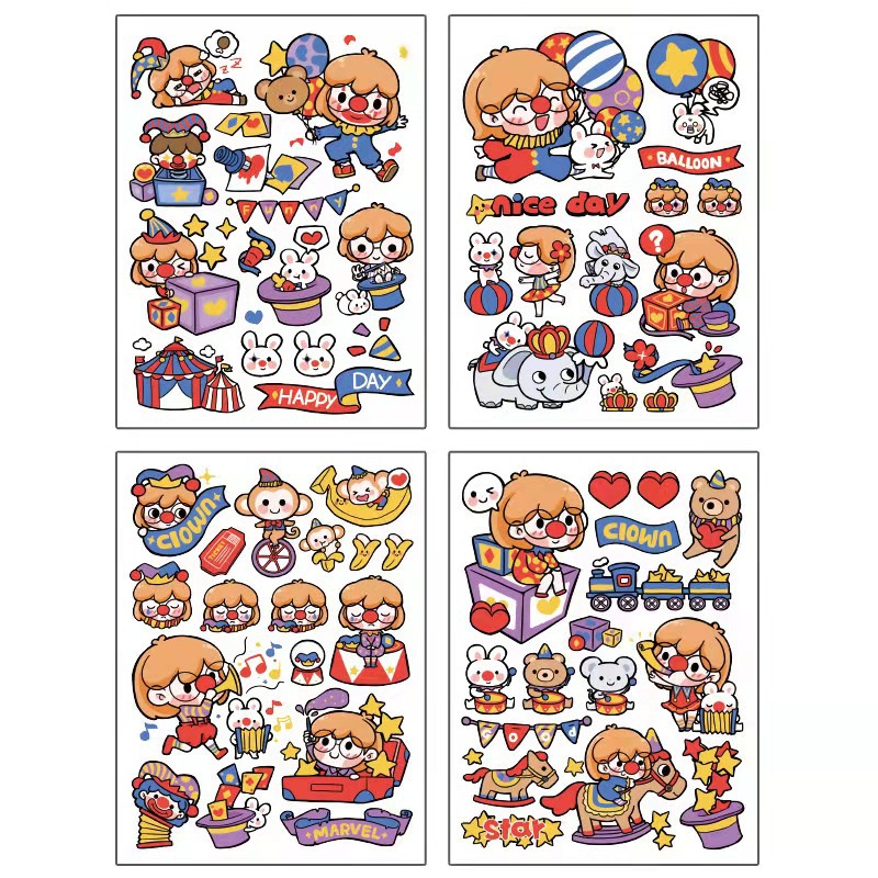 一包4张卡通贴纸自裁款可爱小橘子少女孩心手账diy贴素材胶纸贴纸