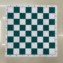 供应中号PU仿皮革带绒布棋盘国际象棋棋盘绿白格42cm中号