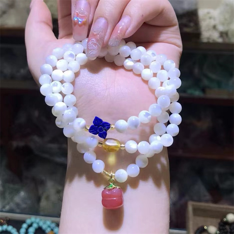 厂家批发 原生态珍珠母贝珍珠贝手链diy女款串珠海贝圆珠手链