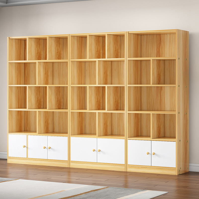 批发实木生态板书架落地多层放书学生家用组合容量书柜简易收纳置