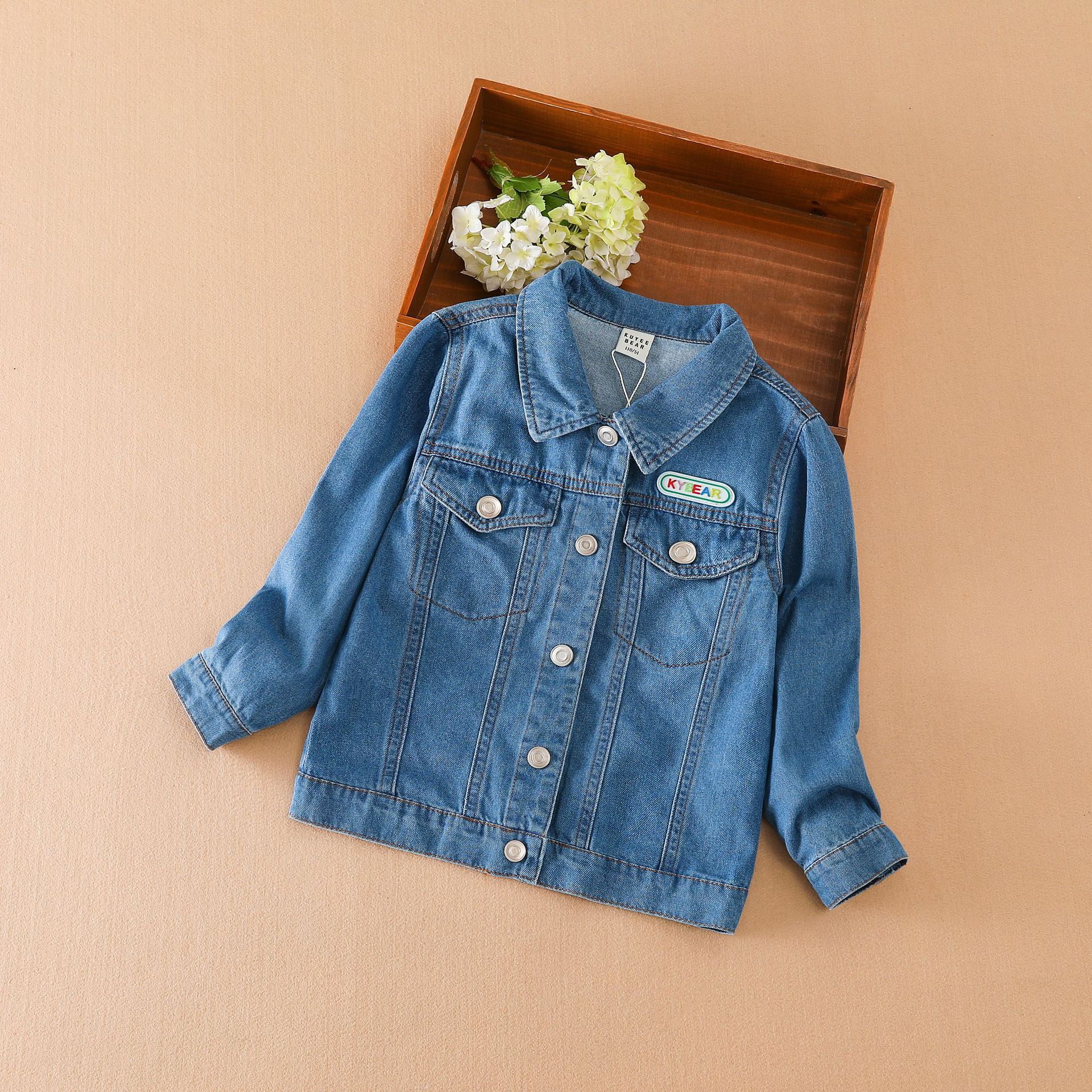 女童牛仔衣新款韩版中大童纽扣外套秋季字母潮范棉小女孩牛仔外套