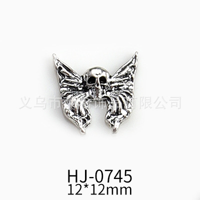 American Retro Hot Girl Style Dark Alloy Ornament Human Bone Cross Wishing Angel Nail Ornament Ornament