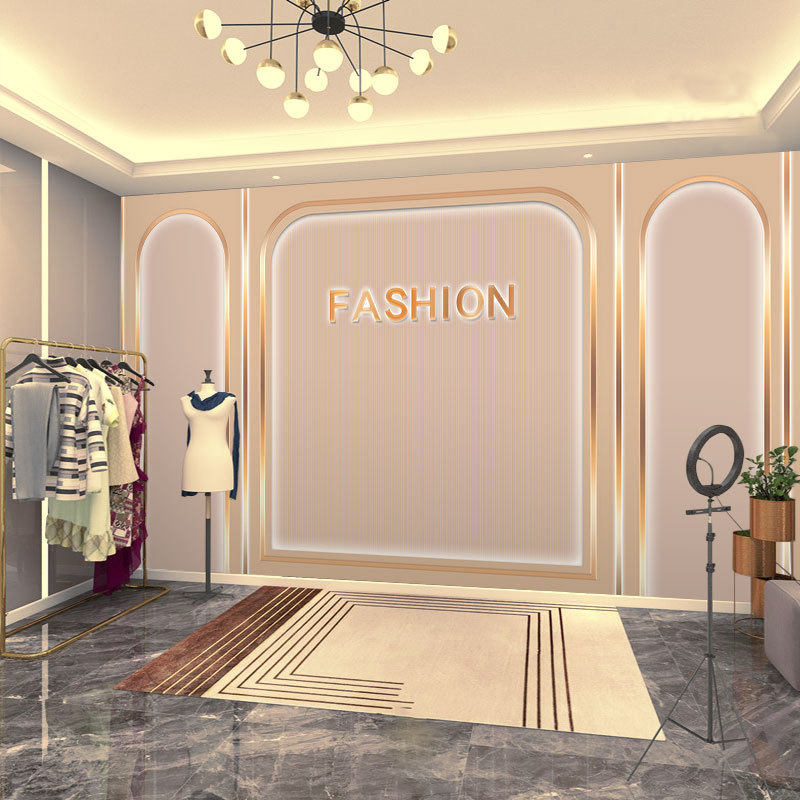 网红女装童装店墙纸北欧ins风抖音直播间背景墙布感轻奢壁纸