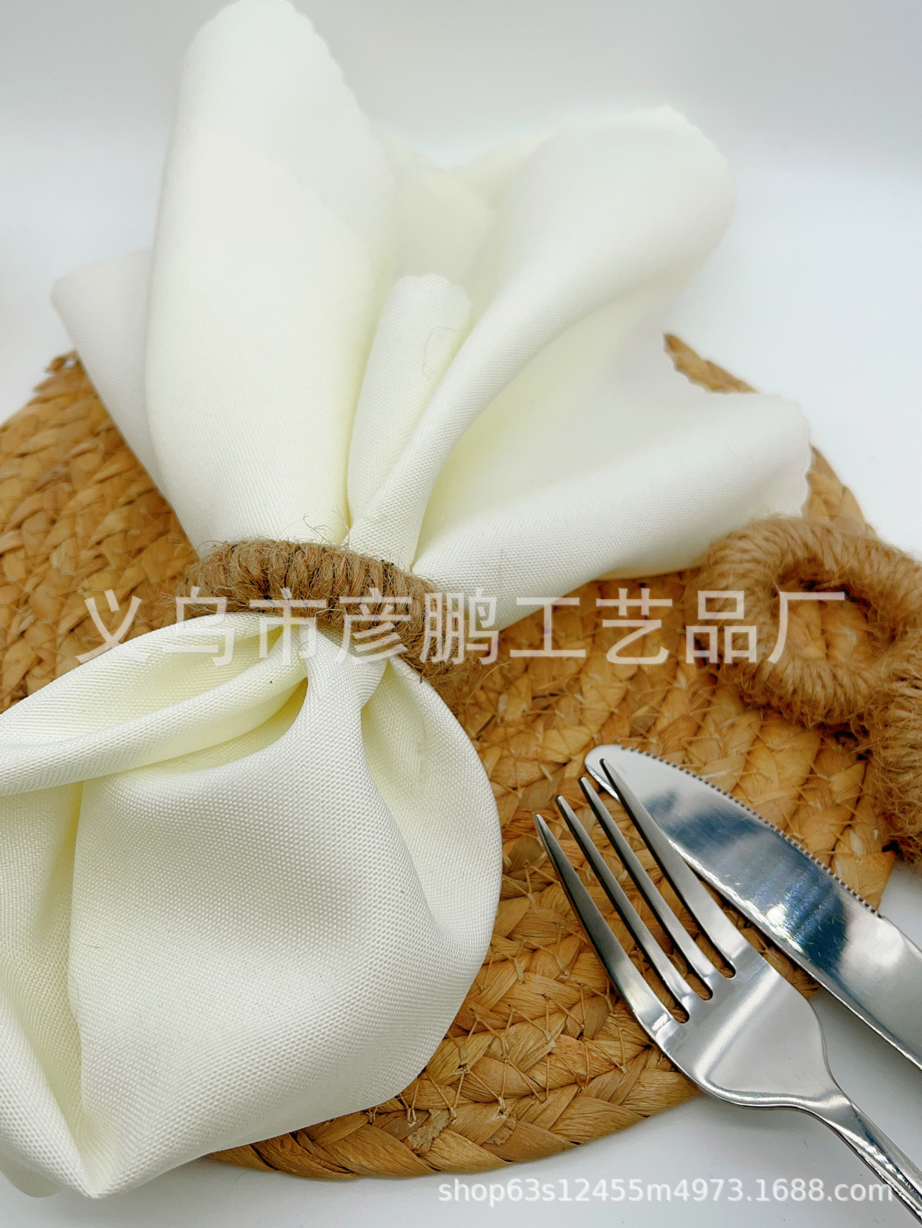 Cross-Border Pastoral DIY Napkin Ring Natural Hemp Rope Retro Napkin Ring Dining Table Table Decoration Napkin Ring Hotel Napkin Ring