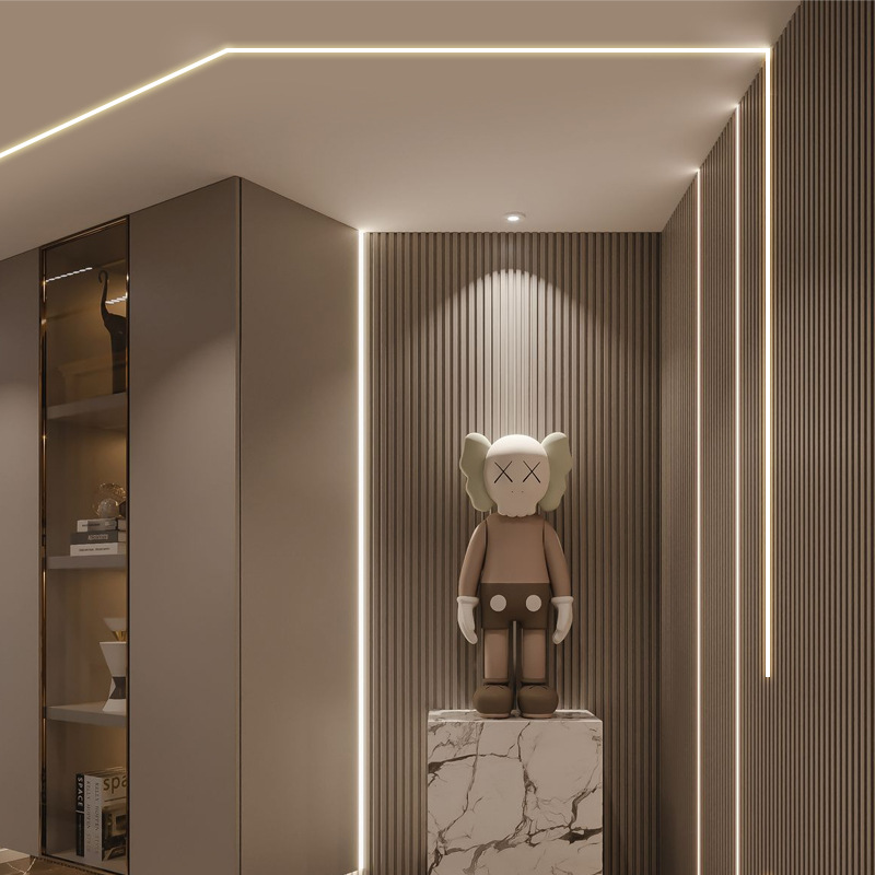 黑色线性灯 嵌入式暗装led无边框线型灯条铝槽明装钛金隐藏无主灯