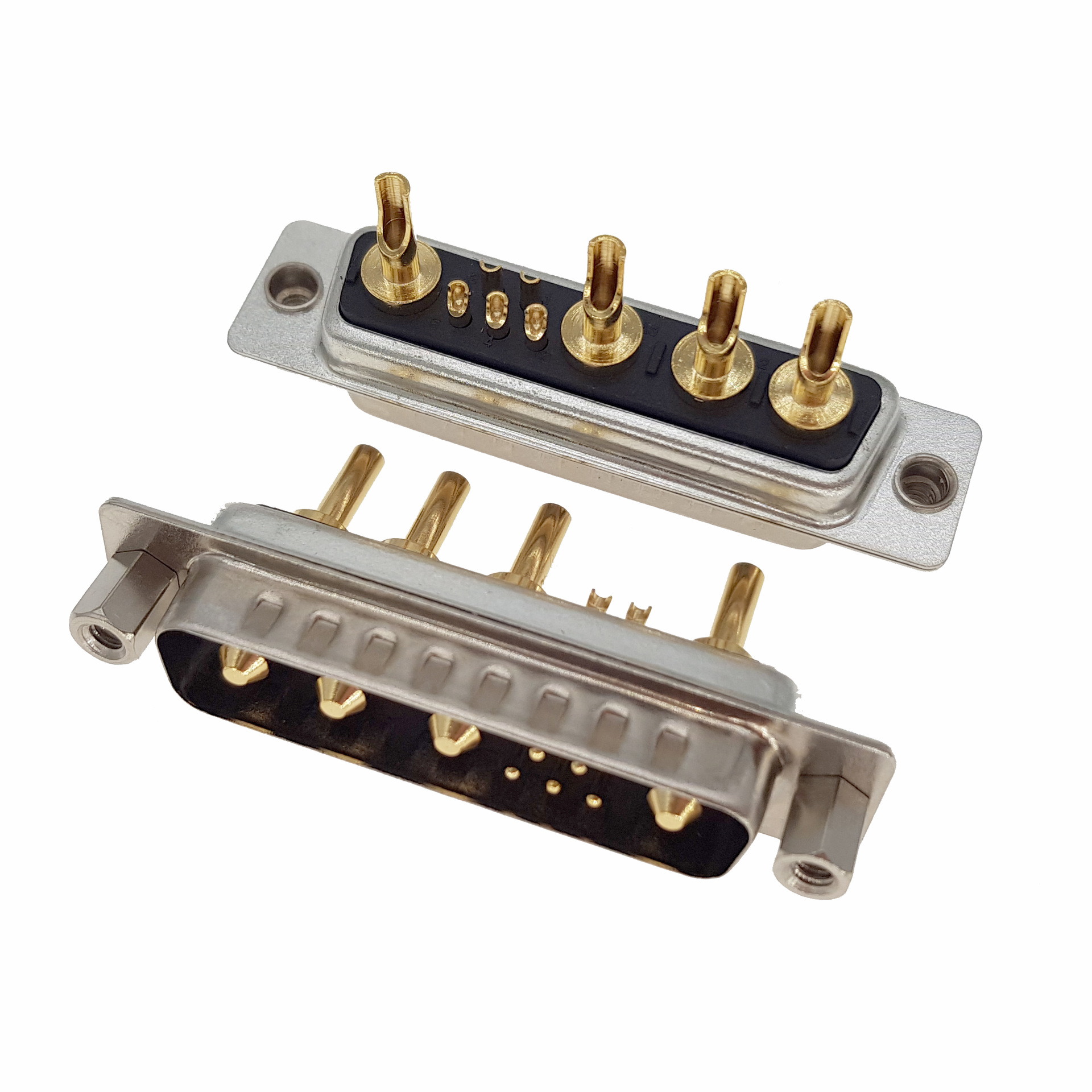 直供9w4公头直脚焊线 混装大电流 射频同轴连接器 信号端子插头