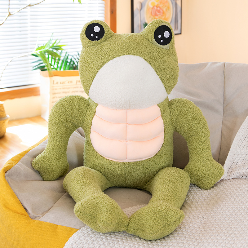 Cross-Border Plush Toy Net Red Abdominal Muscle Frog Doll Wholesale New Funny Frog Pillow Boys Sleeping Foreign Trade