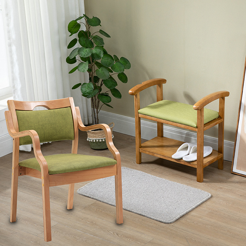 养老院适老化实木家具餐椅木质老年疗养机构餐厅椅子换鞋凳休闲椅