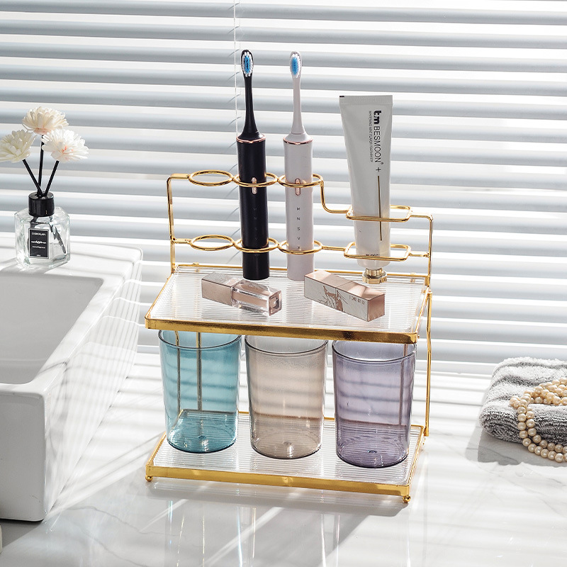 Wholesale Light Luxury Toothbrush Rack Bathroom Punch-Free Tooth Glass Suit Tooth Cup Tooth Mug Multifunctional Storage